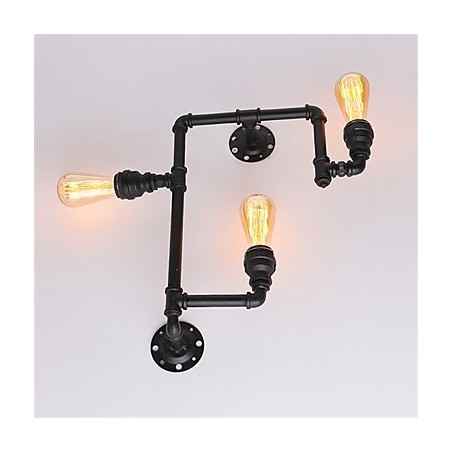 Vintage Industrielle Rohrwandleuchten Schwarze kreative Lichter Restaurant Cafe Bar Dekorationsbeleuchtung mit 3 Lichtern lackiert Vintage Industrielle Rohrwandleuchten Schwarze kreative Lichter Restaurant Cafe Bar Dekorationsbeleuchtung mit 3 Lichtern lackiert