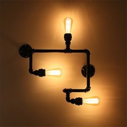 Vintage Industrielle Rohrwandleuchten Schwarze kreative Lichter Restaurant Cafe Bar Dekorationsbeleuchtung mit 3 Lichtern lackiert