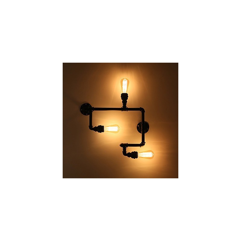 Vintage Industrielle Rohrwandleuchten Schwarze kreative Lichter Restaurant Cafe Bar Dekorationsbeleuchtung mit 3 Lichtern lackiert