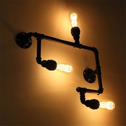 Vintage Industrielle Rohrwandleuchten Schwarze kreative Lichter Restaurant Cafe Bar Dekorationsbeleuchtung mit 3 Lichtern lackiert