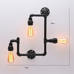 Vintage Industrielle Rohrwandleuchten Schwarze kreative Lichter Restaurant Cafe Bar Dekorationsbeleuchtung mit 3 Lichtern lackiert