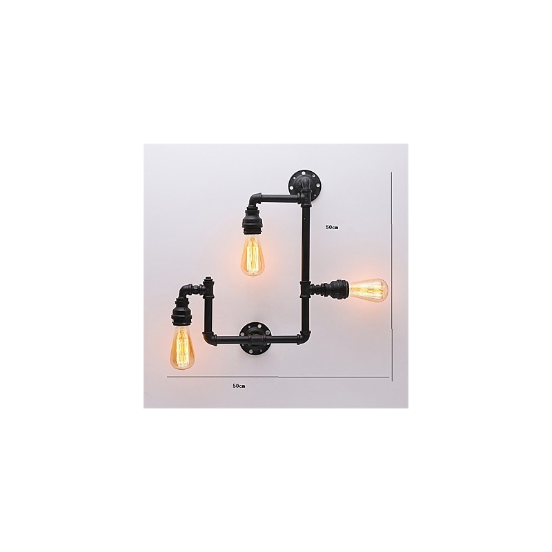 Vintage Industrielle Rohrwandleuchten Schwarze kreative Lichter Restaurant Cafe Bar Dekorationsbeleuchtung mit 3 Lichtern lackiert