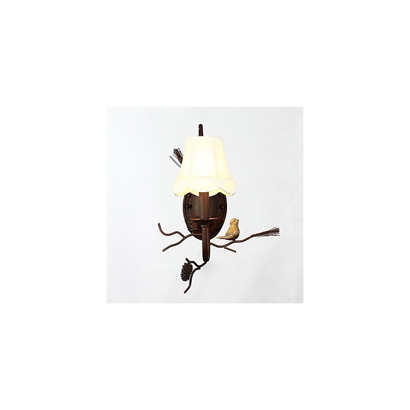 Nordamerikanische Vintage-Wandlampe aus Metall mit Vogel und Tannenzapfen aus Kunstharz, passend für die Wandleuchte im Wohnzimmer und Esszimmer