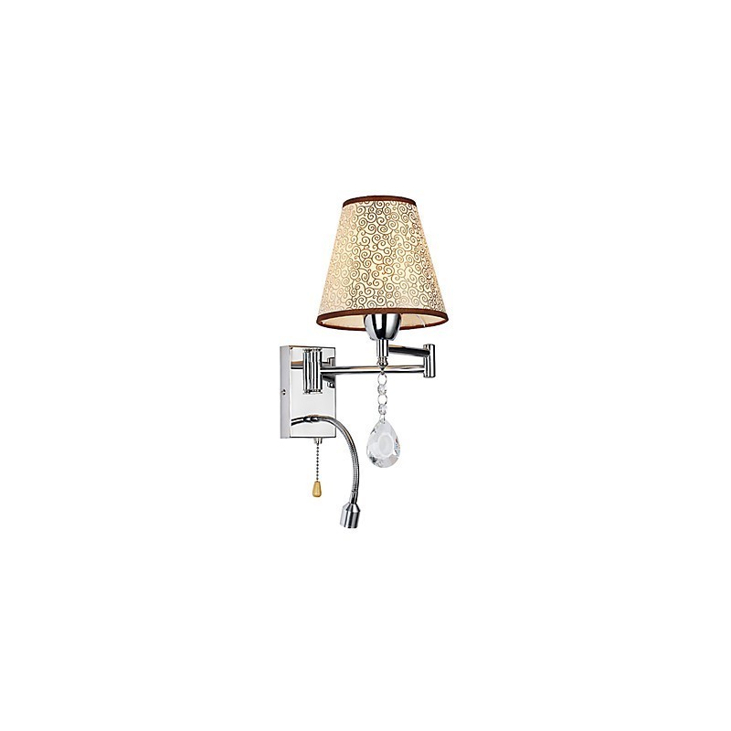 Wandlampe für Schlafzimmer Leselampe Stofflampe Modern Zeitgenössisch Landhaus Chrom Funktion für Kristall Schwenkarm