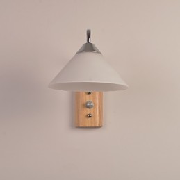 Einfache Wandlampe, Nachttischlampe mit Glasschirm und Massivholz für Schlafzimmer, Kommode, Wohnzimmer, Babyzimmer, Studentenwohnheim, Couchtisch, Bücherregal