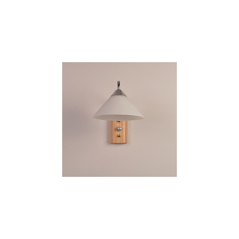 Einfache Wandlampe, Nachttischlampe mit Glasschirm und Massivholz für Schlafzimmer, Kommode, Wohnzimmer, Babyzimmer, Studentenwohnheim, Couchtisch, Bücherregal
