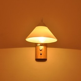 Einfache Wandlampe, Nachttischlampe mit Glasschirm und Massivholz für Schlafzimmer, Kommode, Wohnzimmer, Babyzimmer, Studentenwohnheim, Couchtisch, Bücherregal