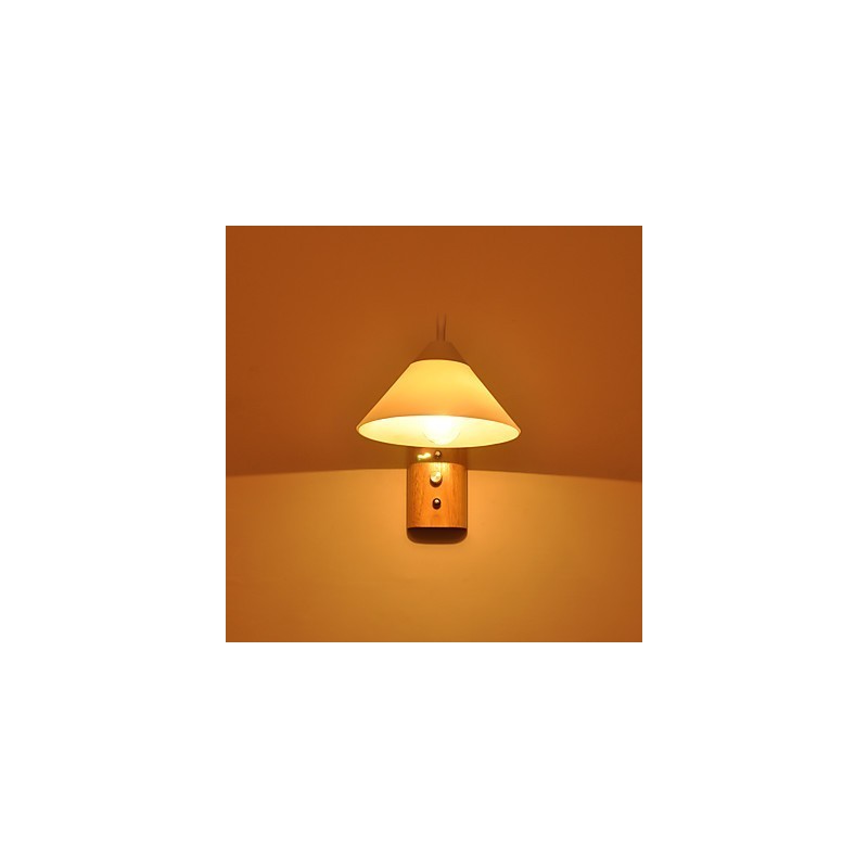 Einfache Wandlampe, Nachttischlampe mit Glasschirm und Massivholz für Schlafzimmer, Kommode, Wohnzimmer, Babyzimmer, Studentenwohnheim, Couchtisch, Bücherregal