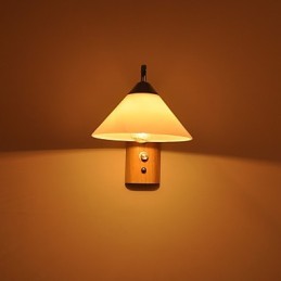 Einfache Wandlampe, Nachttischlampe mit Glasschirm und Massivholz für Schlafzimmer, Kommode, Wohnzimmer, Babyzimmer, Studentenwohnheim, Couchtisch, Bücherregal