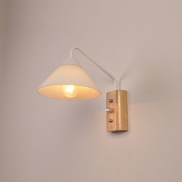 Einfache Wandlampe, Nachttischlampe mit Glasschirm und Massivholz für Schlafzimmer, Kommode, Wohnzimmer, Babyzimmer, Studentenwohnheim, Couchtisch, Bücherregal