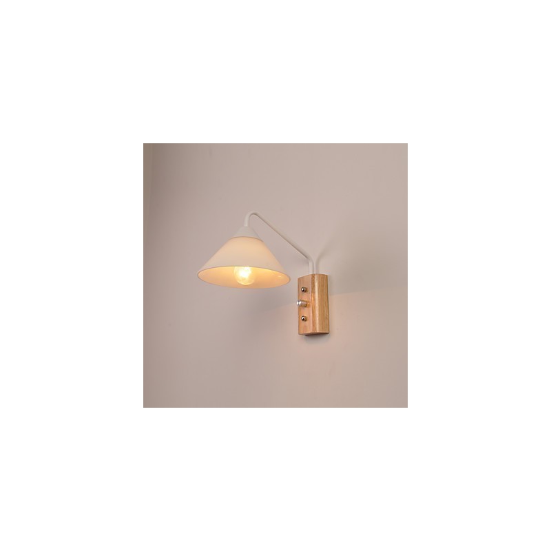 Einfache Wandlampe, Nachttischlampe mit Glasschirm und Massivholz für Schlafzimmer, Kommode, Wohnzimmer, Babyzimmer, Studentenwohnheim, Couchtisch, Bücherregal