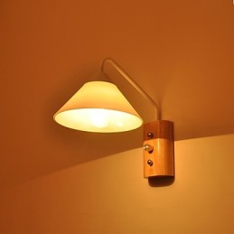 Einfache Wandlampe, Nachttischlampe mit Glasschirm und Massivholz für Schlafzimmer, Kommode, Wohnzimmer, Babyzimmer, Studentenwohnheim, Couchtisch, Bücherregal