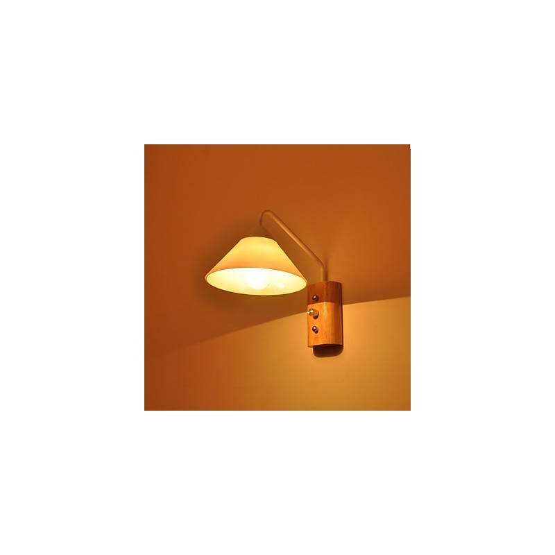 Einfache Wandlampe, Nachttischlampe mit Glasschirm und Massivholz für Schlafzimmer, Kommode, Wohnzimmer, Babyzimmer, Studentenwohnheim, Couchtisch, Bücherregal