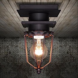 Retro Schmiedeeisen Wandleuchte Einzelkopf Antike Reminiszenzlampe Loft Amerikanische Eisen Vintage Kleine Käfige Deckenleuchte