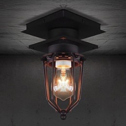 Retro Schmiedeeisen Wandleuchte Einzelkopf Antike Reminiszenzlampe Loft Amerikanische Eisen Vintage Kleine Käfige Deckenleuchte