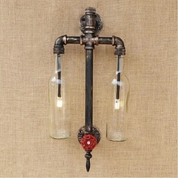 Amerikanischen Themen Restaurant Bar Eisen Mit Schalter Wasser Rohr Wein Flasche Wand Lampe Transparent