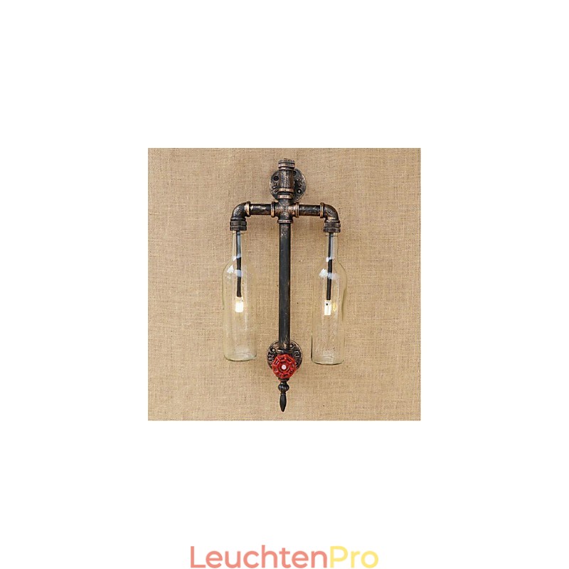 Amerikanischen Themen Restaurant Bar Eisen Mit Schalter Wasser Rohr Wein Flasche Wand Lampe Transparent