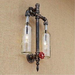 Amerikanischen Themen Restaurant Bar Eisen Mit Schalter Wasser Rohr Wein Flasche Wand Lampe Transparent