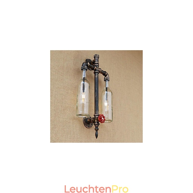 Amerikanischen Themen Restaurant Bar Eisen Mit Schalter Wasser Rohr Wein Flasche Wand Lampe Transparent