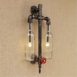 Amerikanischen Themen Restaurant Bar Eisen Mit Schalter Wasser Rohr Wein Flasche Wand Lampe Transparent
