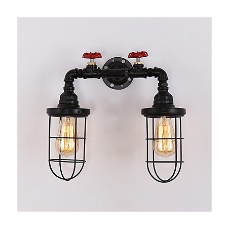 2 Köpfe Retro Industrielle Rohrwandleuchten Einfache Loft Schwarz Vogelkäfig Metall Esszimmer Küche Bar Café Dekoration Beleuchtung 2 Köpfe Retro Industrielle Rohrwandleuchten Einfache Loft Schwarz Vogelkäfig Metall Esszimmer Küche Bar Café Dekoration Beleuchtung