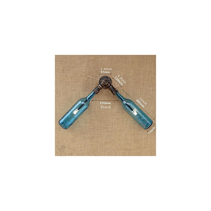Retro American Village Creative Industry Wind Designer Wasserflasche Wandleuchte Wandleuchte Blau