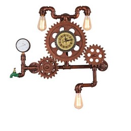 Vintage Industrielle Rohrwandleuchten Holzzahnradform Kreative drehbare Lichter Restaurant Cafe Bar Dekorationsbeleuchtung