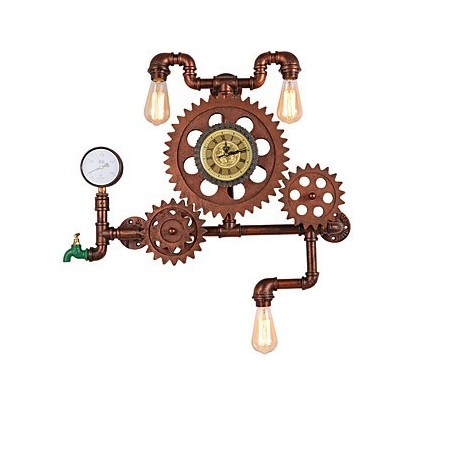 Vintage Industrielle Rohrwandleuchten Holzzahnradform Kreative drehbare Lichter Restaurant Cafe Bar Dekorationsbeleuchtung Vintage Industrielle Rohrwandleuchten Holzzahnradform Kreative drehbare Lichter Restaurant Cafe Bar Dekorationsbeleuchtung