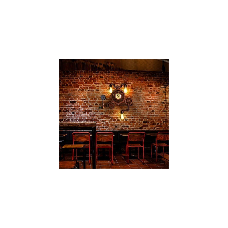 Vintage Industrielle Rohrwandleuchten Holzzahnradform Kreative drehbare Lichter Restaurant Cafe Bar Dekorationsbeleuchtung
