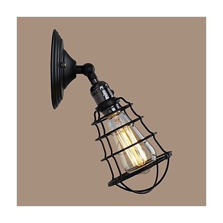 Mit Schalter Vintage 1 Licht Industrielle schwarze Metallkäfig-Loft-Wandlampe Wohnzimmer Esszimmer Flur Café Bars Bar Wandleuchte Mit Schalter Vintage 1 Licht Industrielle schwarze Metallkäfig-Loft-Wandlampe Wohnzimmer Esszimmer Flur Café Bars Bar Wandleuchte