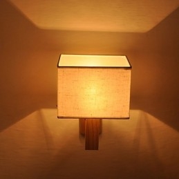 Einfache Wandlampe, Nachttischlampe mit Stoffschirm und Massivholz für Schlafzimmer, Kommode, Wohnzimmer, Babyzimmer