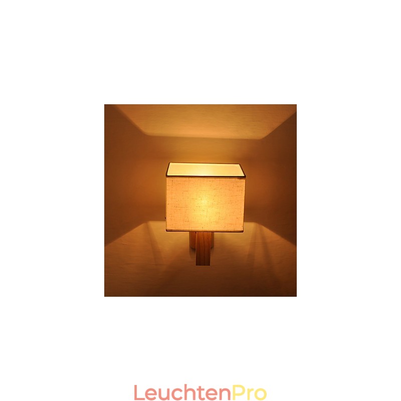 Einfache Wandlampe, Nachttischlampe mit Stoffschirm und Massivholz für Schlafzimmer, Kommode, Wohnzimmer, Babyzimmer