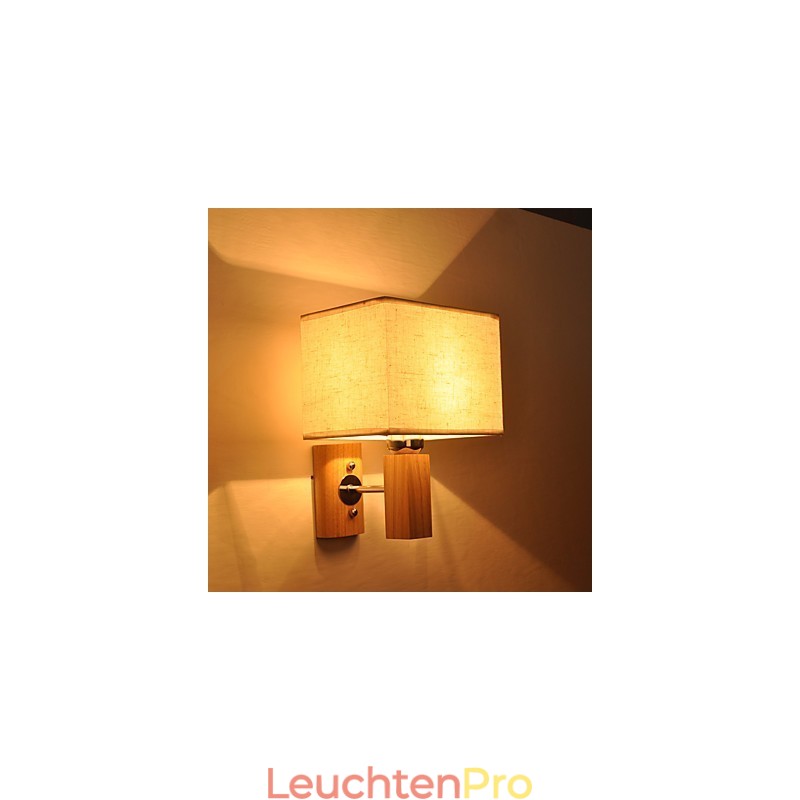 Einfache Wandlampe, Nachttischlampe mit Stoffschirm und Massivholz für Schlafzimmer, Kommode, Wohnzimmer, Babyzimmer