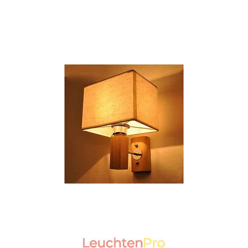 Einfache Wandlampe, Nachttischlampe mit Stoffschirm und Massivholz für Schlafzimmer, Kommode, Wohnzimmer, Babyzimmer