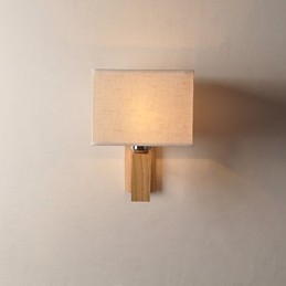 Einfache Wandlampe, Nachttischlampe mit Stoffschirm und Massivholz für Schlafzimmer, Kommode, Wohnzimmer, Babyzimmer