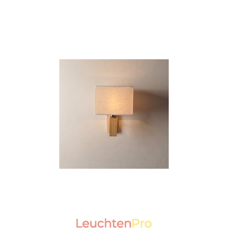 Einfache Wandlampe, Nachttischlampe mit Stoffschirm und Massivholz für Schlafzimmer, Kommode, Wohnzimmer, Babyzimmer