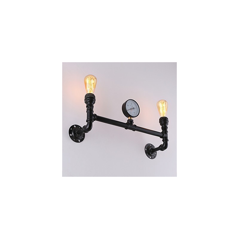 Vintage Industrielle Rohrwandleuchten Schwarze kreative Lichter Restaurant Cafe Bar Dekorationsbeleuchtung mit 2 Lichtern lackiert