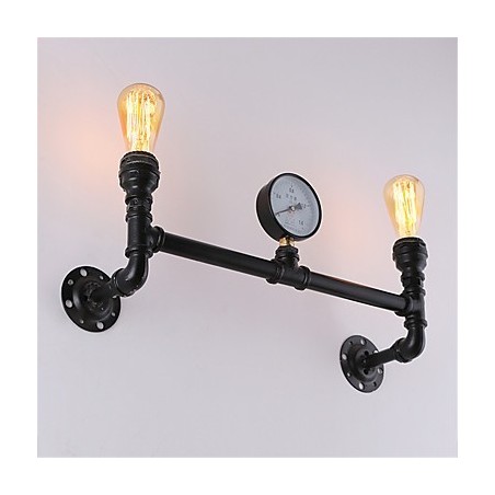 Vintage Industrielle Rohrwandleuchten Schwarze kreative Lichter Restaurant Cafe Bar Dekorationsbeleuchtung mit 2 Lichtern lackiert Vintage Industrielle Rohrwandleuchten Schwarze kreative Lichter Restaurant Cafe Bar Dekorationsbeleuchtung mit 2 Lichtern lackiert