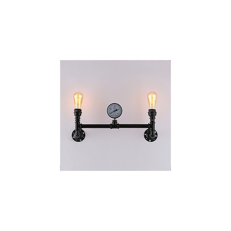 Vintage Industrielle Rohrwandleuchten Schwarze kreative Lichter Restaurant Cafe Bar Dekorationsbeleuchtung mit 2 Lichtern lackiert