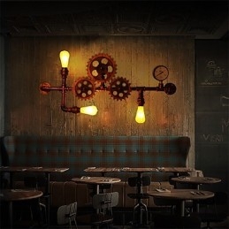Vintage Industrielle Rohrwandleuchten Holzhelmform Kreative drehbare Lichter Restaurant Cafe Bar Dekorationsbeleuchtung