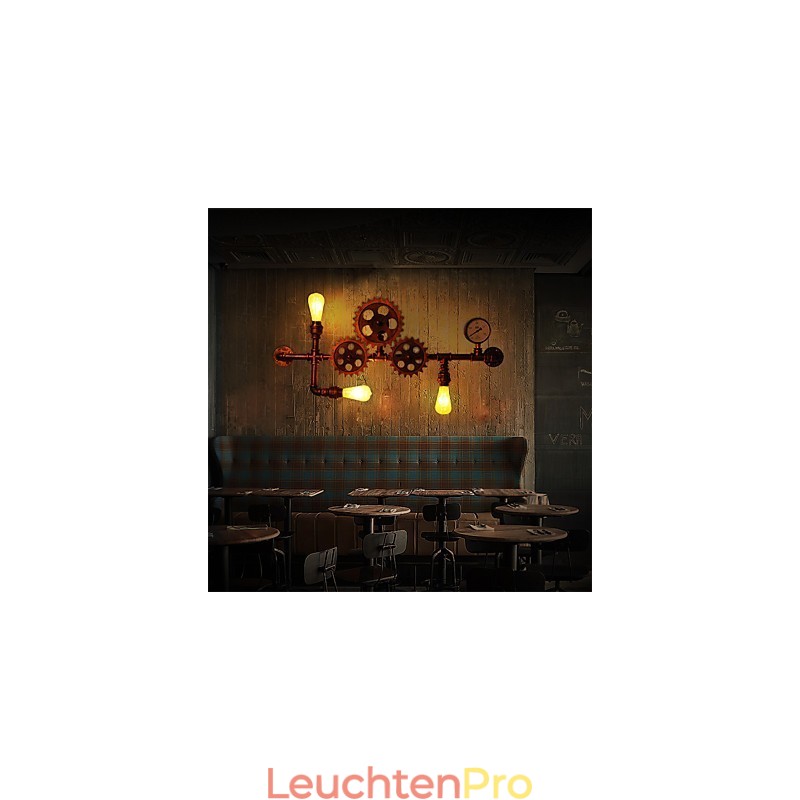 Vintage Industrielle Rohrwandleuchten Holzhelmform Kreative drehbare Lichter Restaurant Cafe Bar Dekorationsbeleuchtung