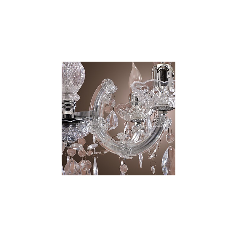 Upligh Chrom Deckenleuchte Kerze Licht Acryl Leuchte Kronleuchter Anhänger