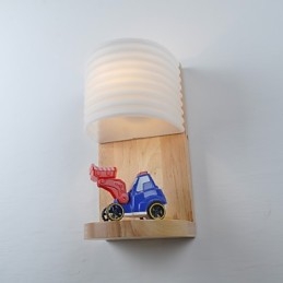 Einfache Wandlampe, Nachttischlampe mit Glasschirm und Massivholz für Schlafzimmer, Kommode, Wohnzimmer, Babyzimmer, Studentenwohnheim, Couchtisch, Bücherregal