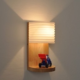 Einfache Wandlampe, Nachttischlampe mit Glasschirm und Massivholz für Schlafzimmer, Kommode, Wohnzimmer, Babyzimmer, Studentenwohnheim, Couchtisch, Bücherregal