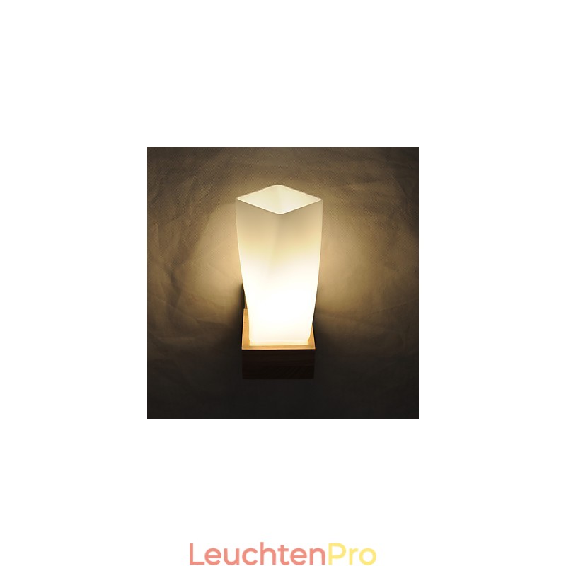 Einfache Wandlampe, Nachttischlampe mit Glasschirm und Massivholz für Schlafzimmer, Kommode, Wohnzimmer, Babyzimmer, Studentenwohnheim, Couchtisch, Bücherregal