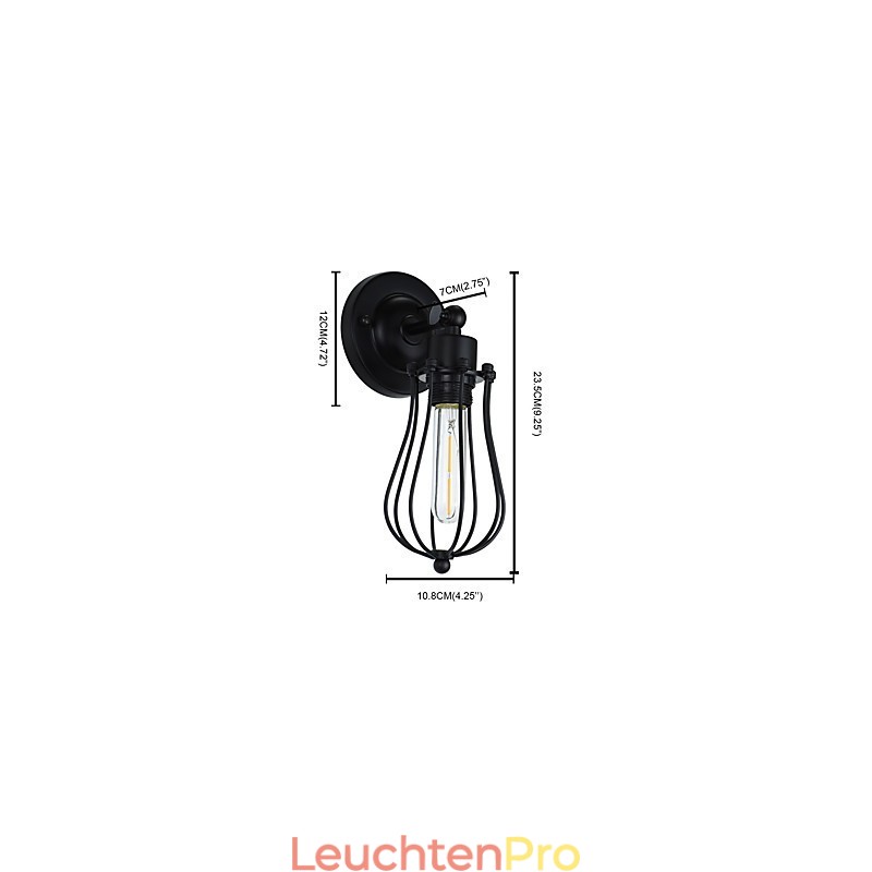 Wandleuchte aus lackiertem Stahl, dumme schwarze amerikanische Kaffeedekoration, Retro-Wandleuchte, Lichtschwertlampe an der Wand