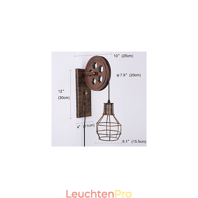 Industrielle Retro Eisen Wandleuchte Kreative Persönlichkeit Lift Pully Wandleuchte