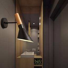 Nordeuropa Stil Holzmaserung Metall Wandleuchten Wohnzimmer Restaurant Lichtwinkel einstellbar