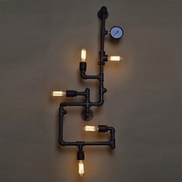 Loft Industrielle Wandlampen Antike Edison Wandleuchten mit Glühbirnen Vintage Pipe Wandlampe für Wohnzimmerbeleuchtung