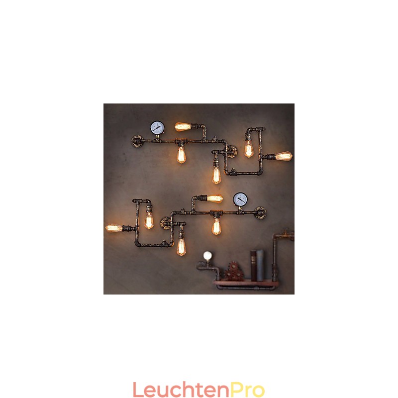 Loft Industrielle Wandlampen Antike Edison Wandleuchten mit Glühbirnen Vintage Pipe Wandlampe für Wohnzimmerbeleuchtung